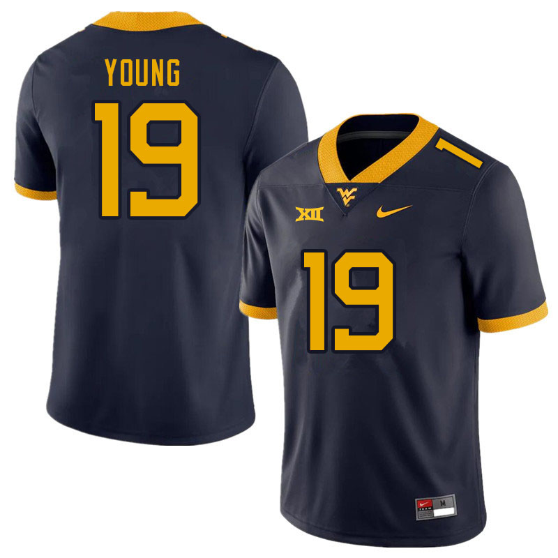 NCAA Men's Scottie Young West Virginia Mountaineers Navy #19 Nike Stitched Football College Authentic Jersey JT23C11VS